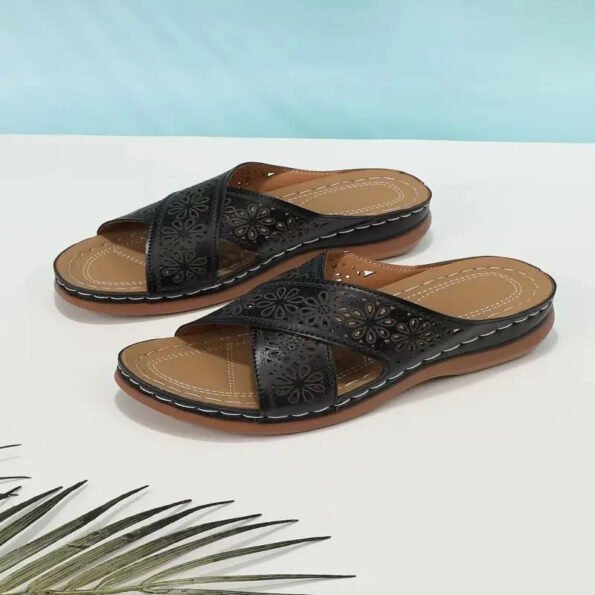 Sandale Orthopédique Femme avec Motifs Floraux - Ortho-feet